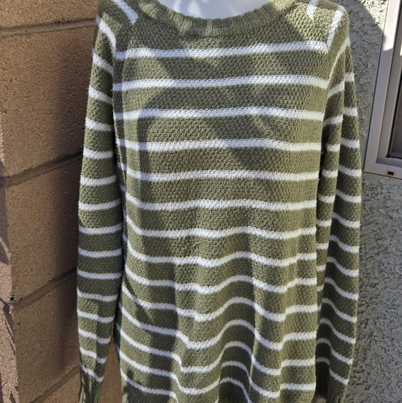 Pink Clover Green White Striped Pullover Sweater - Picture 2 of 11
